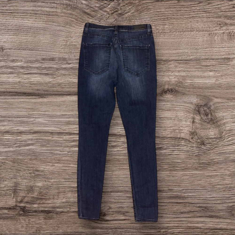 Express‎ Indigo Dark Wash High Rise Slim Distressed Denim Skinny Jeans Size 6 - Picture 2 of 5